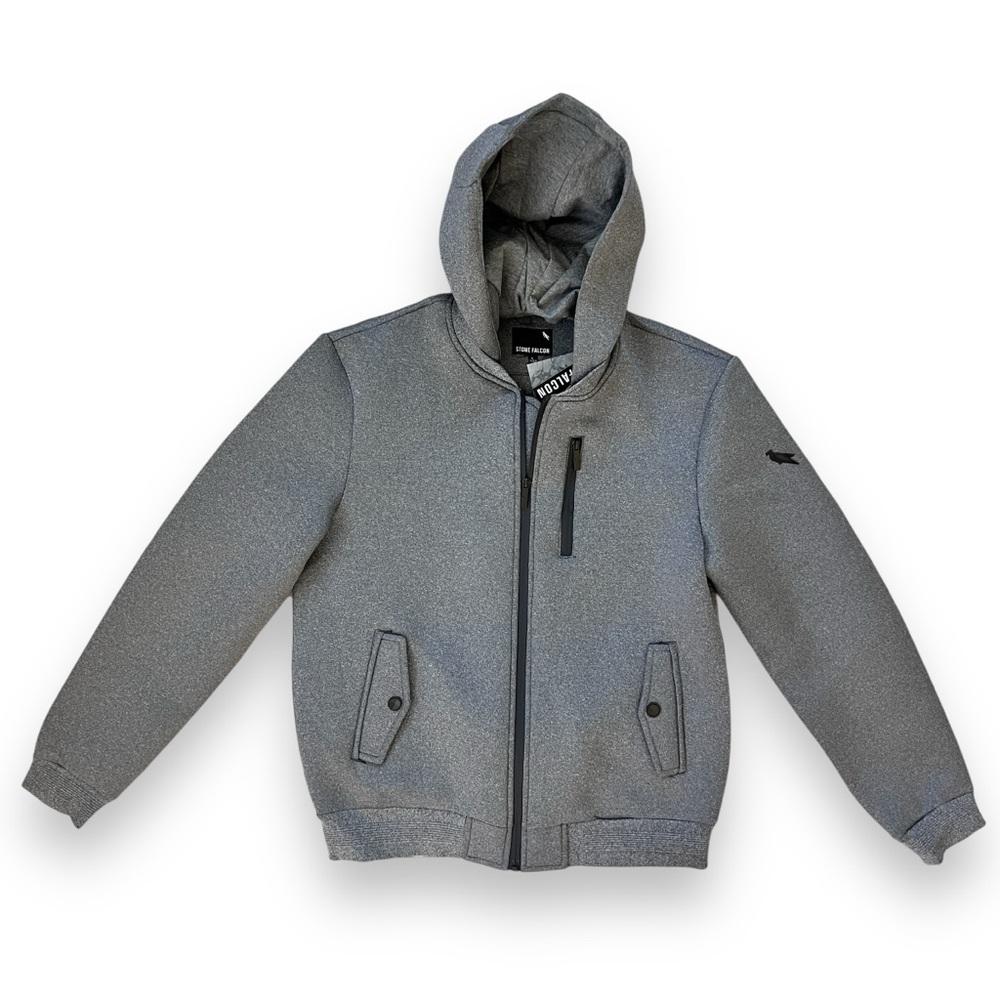 NWT Stone Falcon Gray Zip Up Hoodie with Pockets and Removable Hood